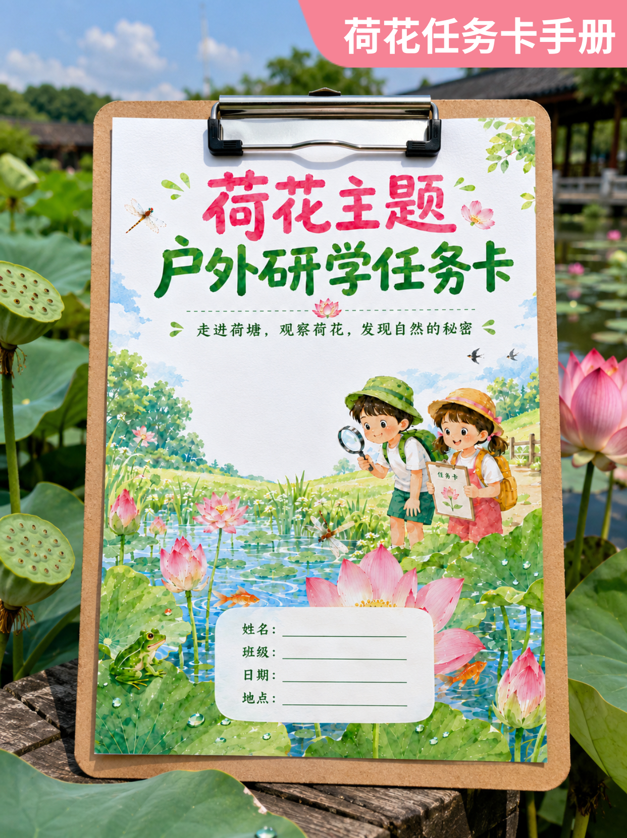 荷花户外研学任务卡封面