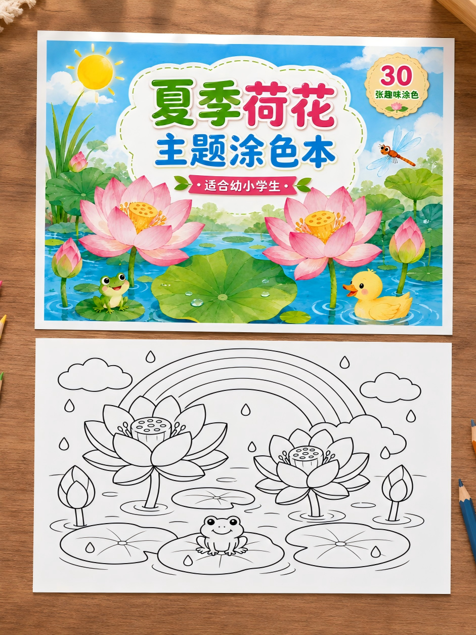 荷花主题涂色本封面