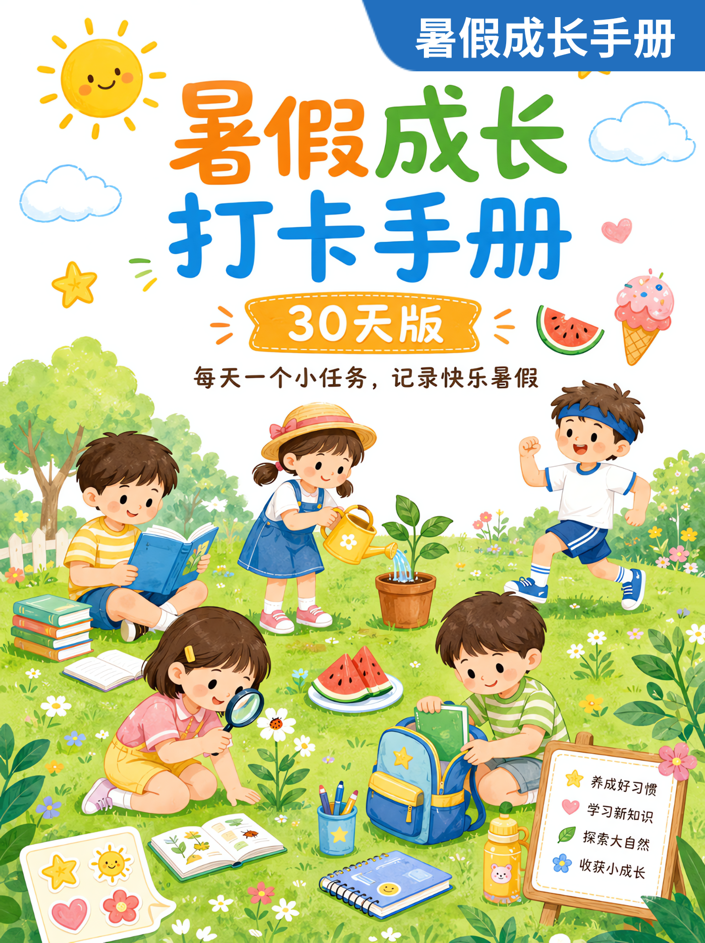 暑假成长打卡手册封面
