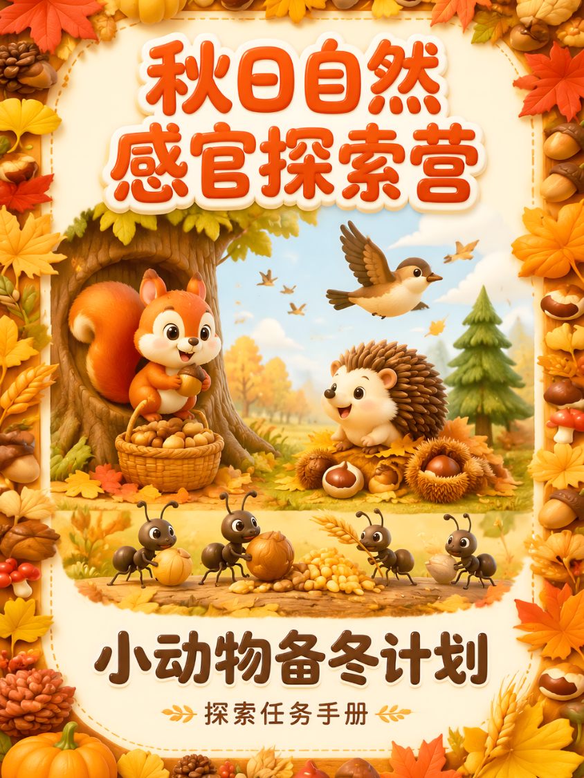 秋季小动物备冬计划任务卡封面