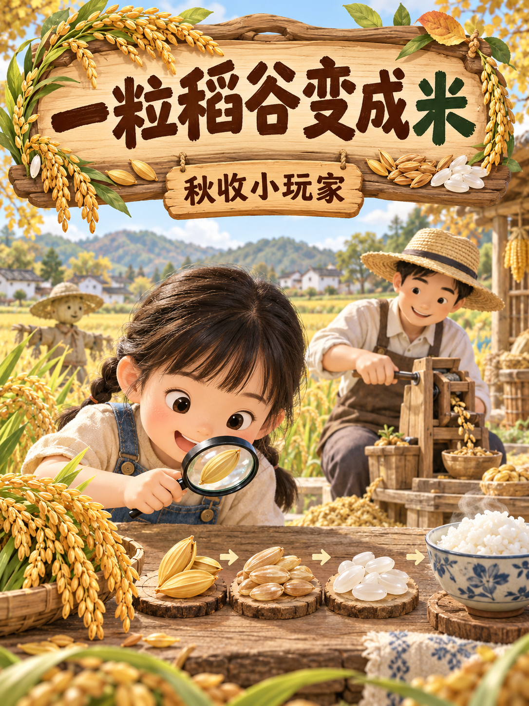 一粒稻谷变成米任务卡封面